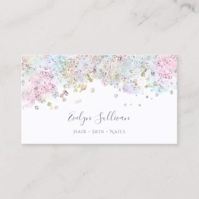 Pastel Glitter Confetti Business Card (Front)