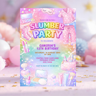 Pastel Glitter Girls Slumber Party Birthday Invitation