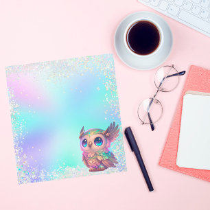 Pastel Glitter Magical Owl Notepad