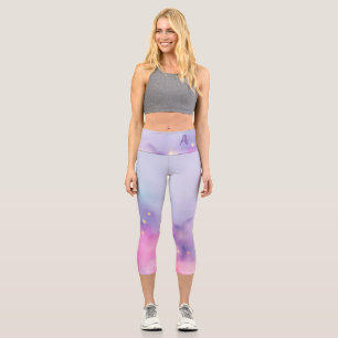 Pastel Glitter Nebula Capri Leggings