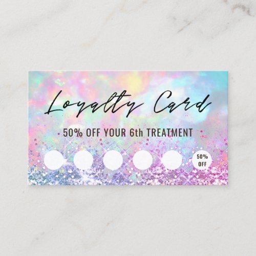 pastel glitter opal loyalty card