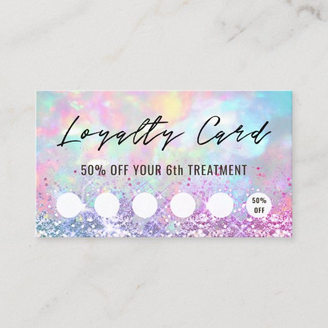 pastel glitter opal loyalty card (Front)