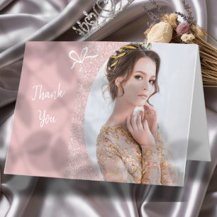 Pastel Glitter Pageant Thank You Card