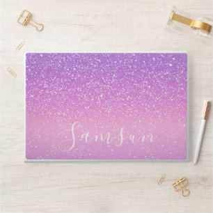 Pastel Glitter Purple and Pink Ombre Name HP Laptop Skin