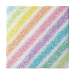 Pastel Glitter Rainbow Ceramic Tile