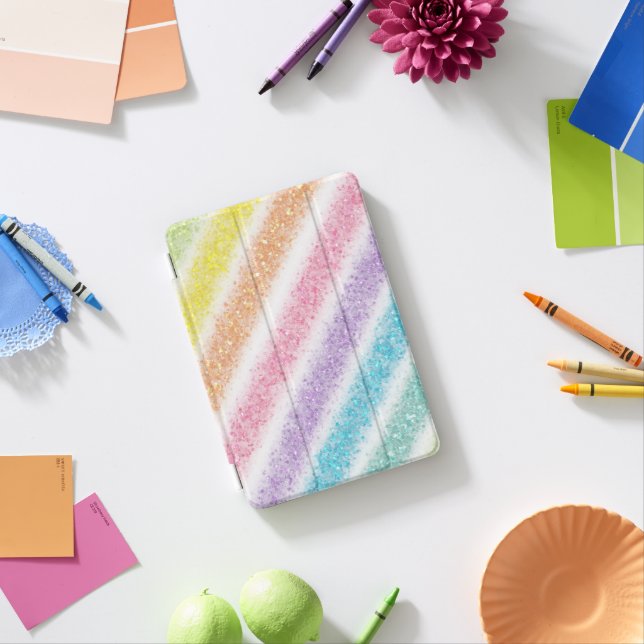 Pastel Glitter Rainbow iPad Mini Cover (In Situ)