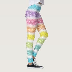 Pastel Glitter Rainbow Leggings