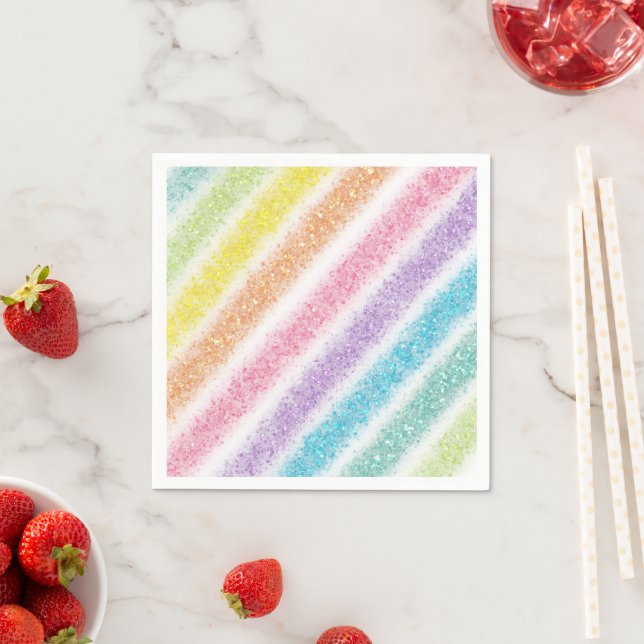 Pastel Glitter Rainbow Napkins (Insitu)