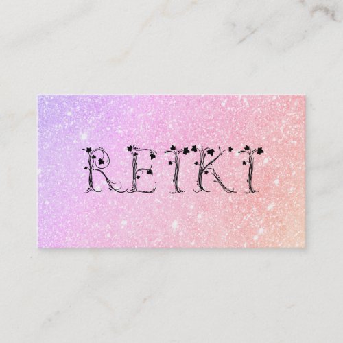   Pastel Glitter REIKI Ivy  Botanical Font Business Card