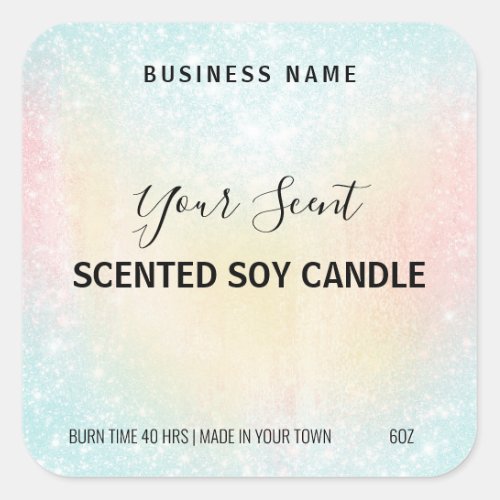 Pastel Glitter Scented Soy Candle Labels