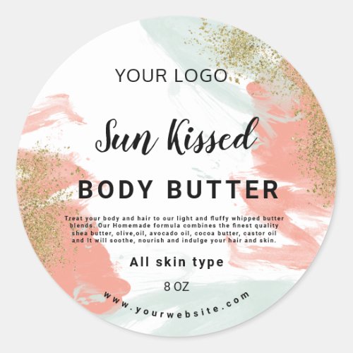 Pastel glitter water colour Body butter label