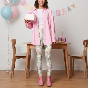 Pastel glittery abstract plaid and dots leggings