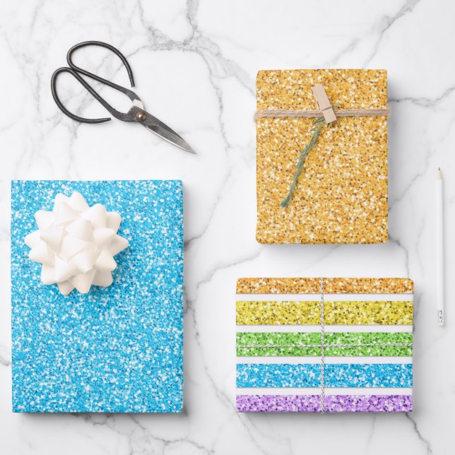 Pastel Glittery  Wrapping Paper Sheets (Front)