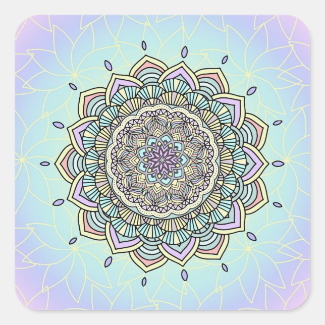Pastel Glow Mandala ID359 Square Sticker (Front)