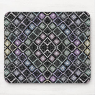 Pastel Glow Mosaic Mandala with Silver Lattice Mouse Pad