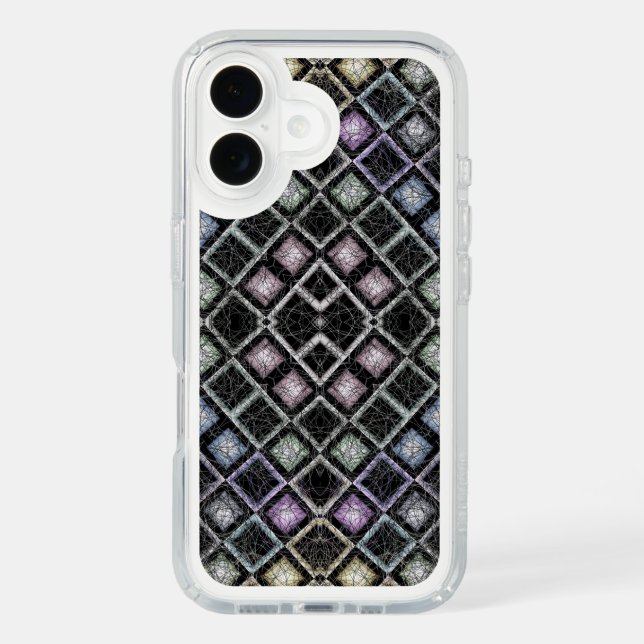 Pastel Glow Mosaic Mandala with Silver Lattice Speck iPhone Case (Front)