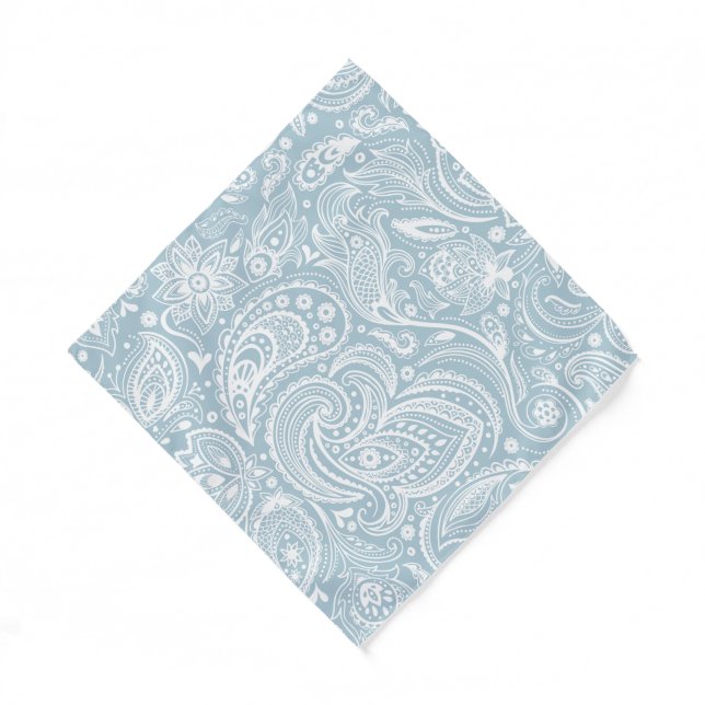 Pastel glue-gray and white pattern bandana (Front)