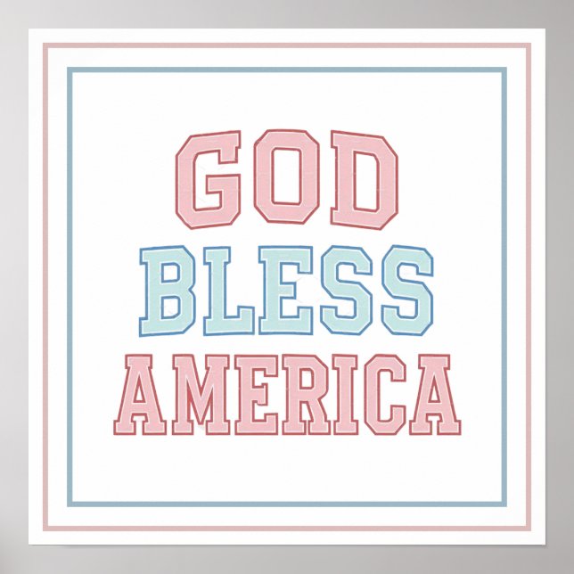 Pastel God Bless America Collegiate Bold Printed Poster (Front)