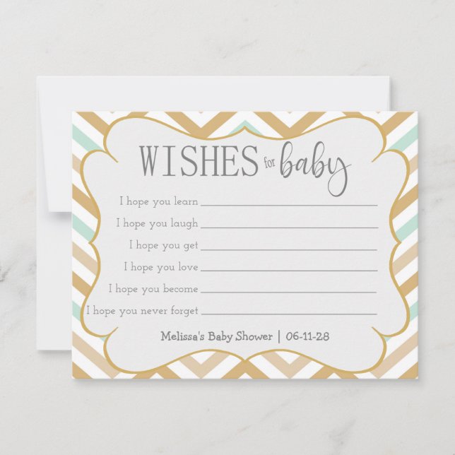 Pastel Gold and Green Zig Zag Baby Wishes (Front)