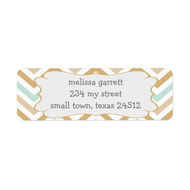 Pastel Gold and Green Zig Zag Neutral Baby Label (Front)