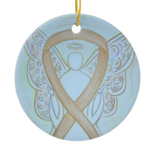 Pastel Gold Awareness Ribbon Angel Ornaments
