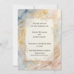 Pastel Gold Baroque Wedding Invitation