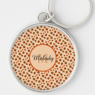 Pastel & Gold cheetah Animal Print Monogram Keychain