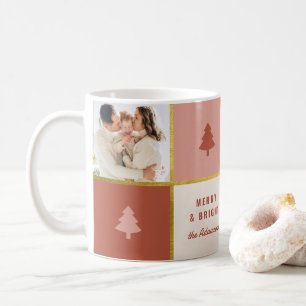 Pastel & Gold Christmas Tree 3 Photo Collage Coffee Mug