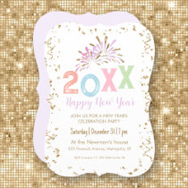 Pastel Gold Confetti New Year's Eve Party Invitation