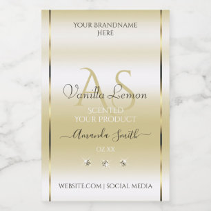 Pastel Gold Cream Product Labels Diamonds Initials