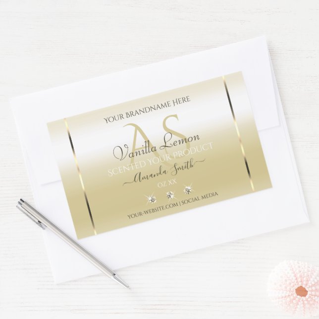 Pastel Gold Cream Product Labels Diamonds Initials (Envelope)