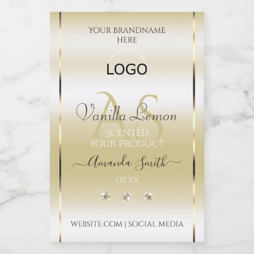 Pastel Gold Cream Product Labels Logo and Initials