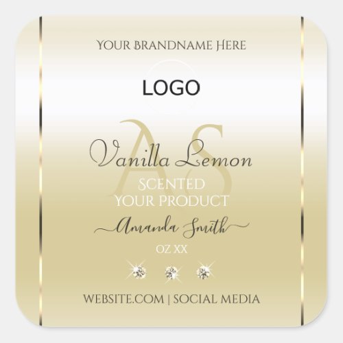 Pastel Gold Cream Product Labels Logo and Initials
