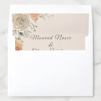 Pastel & Gold Floral Wedding Invitation Envelope Liner