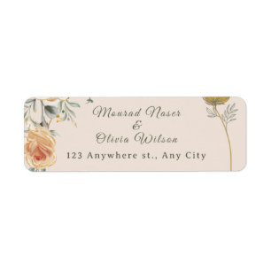 Pastel & Gold Floral Wedding Invitation Label