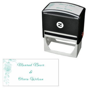 Pastel & Gold Floral Wedding Invitation Self-inking Stamp