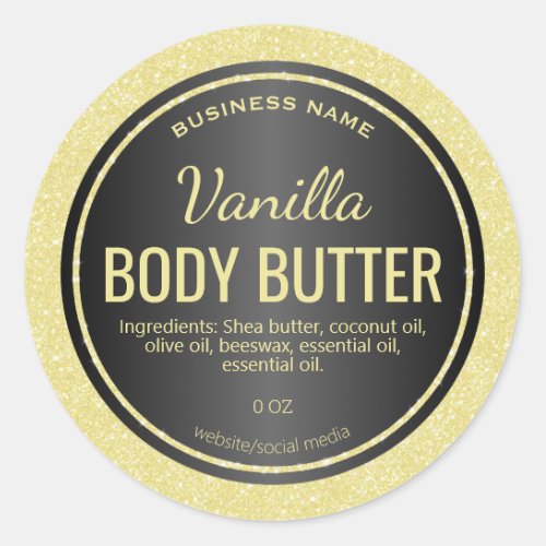 Pastel Gold Glitter Body Butter Labels