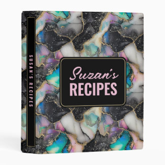 Pastel Gold Glitter Marble Modern Mini Binder
