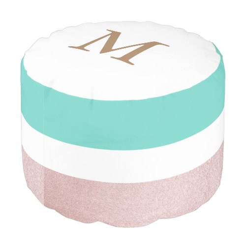 Pastel Gold  Monogram Round Pouf