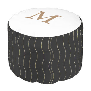 Pastel Gold Monogram Round Pouf