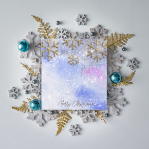 Pastel Gold Snowflake Winter Holiday Notepad