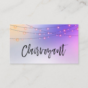 *~* Pastel Gold String Lights Clairvoyant Reader Business Card