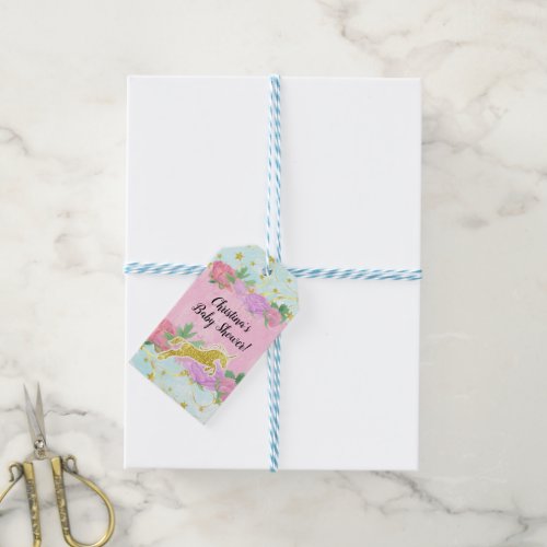 Pastel Gold Unicorn Girl Baby Shower Gift Tags