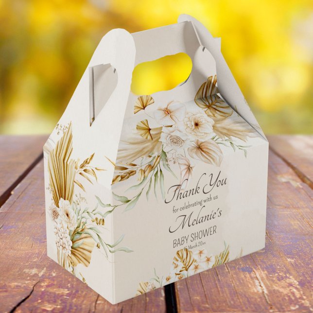 Pastel golden brown boho dried flowers baby  favor boxes (Creator Uploaded)