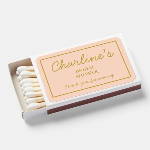 Pastel Golden Handwriting Bridal Shower  Matchboxes