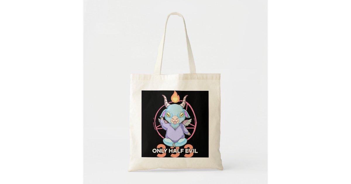  333 Only Half Evil For Pastel Goth And Kawaii Tote Bag :  Clothing, Shoes & Jewelry