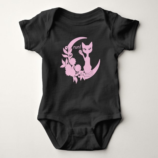 Pastel Goth Aesthetic Crescent Moon Kitty Cat  Baby Bodysuit (Front)