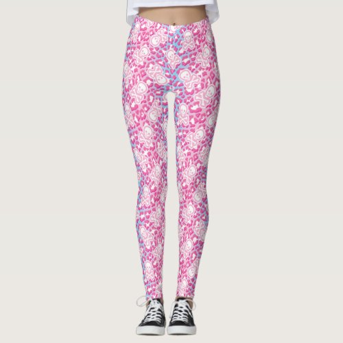 Pastel Goth Aesthetic Leopard Print Jolly Roger  Leggings