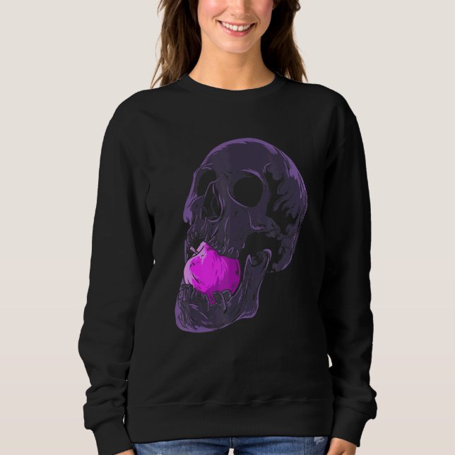 Pastel Goth Aesthetic Skull Apple Fruit Skeleton H Sweatshirt (Front)