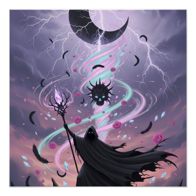 Pastel Goth Arcane Sorcerer with Crystal Staff Poster (Front)